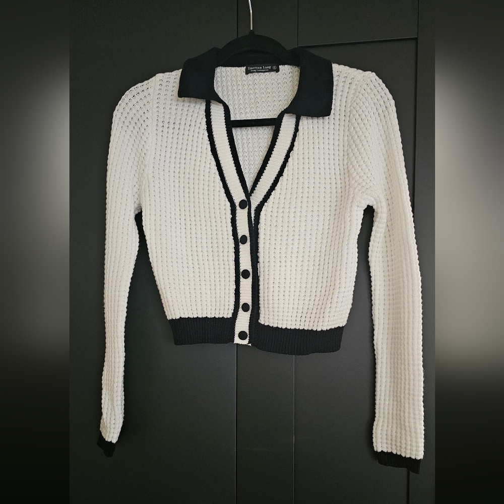 Elegant Black and White Women's Cardigan